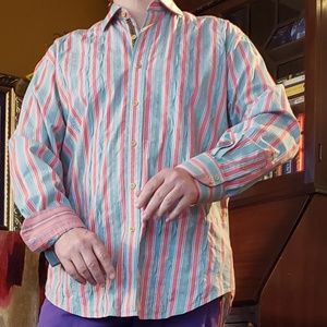 Robert Graham striped shirt with unique pleating